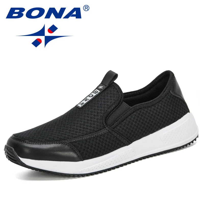 BONA 2020 New Designers Air Mesh Men Casual Shoes Slip On Leisure Man Outdoor Sneakers Tenis Masculino Adulto Comfortable | Обувь