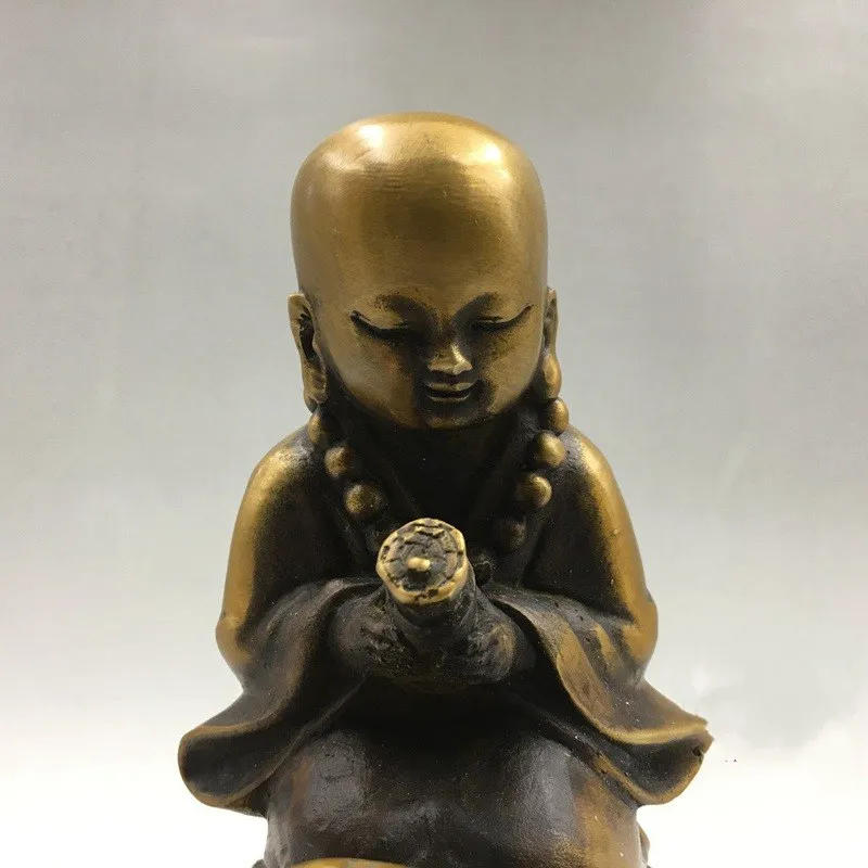 Китайский ручной резной медальон r Xinxiangshicheng монах гадание Бронзовый маленький монах фэн шуй бронзовые украшения домашнего интерьера