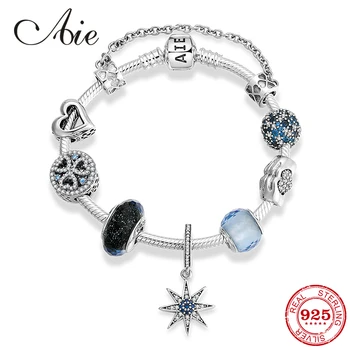 

High Quality 925 Sterling Silver Romantic Blue series Finished product Bracelet Snowflake pendant Charm Bracelet Fashion Jewelry