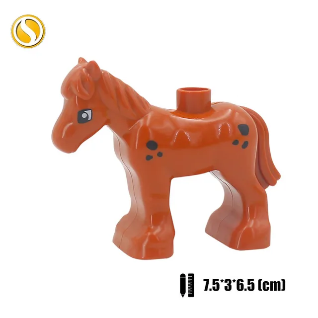 Original Big Size Assemble Building Blocks Accessory Toys For Children Compatible Big Size Animals Sets Zoo Bricks Baby Gifts Little brown horse