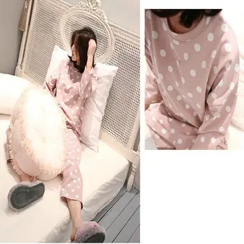 

Womens Pajamas Sets Spring Winter Round Neck Cartoon Printed Kawaii Totoro Cartoon Casual Sleepwear Nighty Pajamas Female