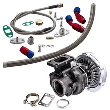 Oil Feed+turbo Charger+drain Line T04e T3/t4 A/r.63 Boost Kit Turbine A/r 0.5