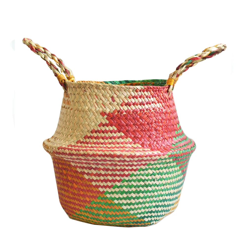 

Round Flowerpot Foldable Storage With Handle DIY Basket Plant Hanger Home Decoration Braided Laundry Wicker