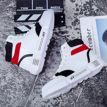 

Autumn and winter 2019 high top plus velvet sneakers round head waterproof and antiskid walking shoes casual shoes