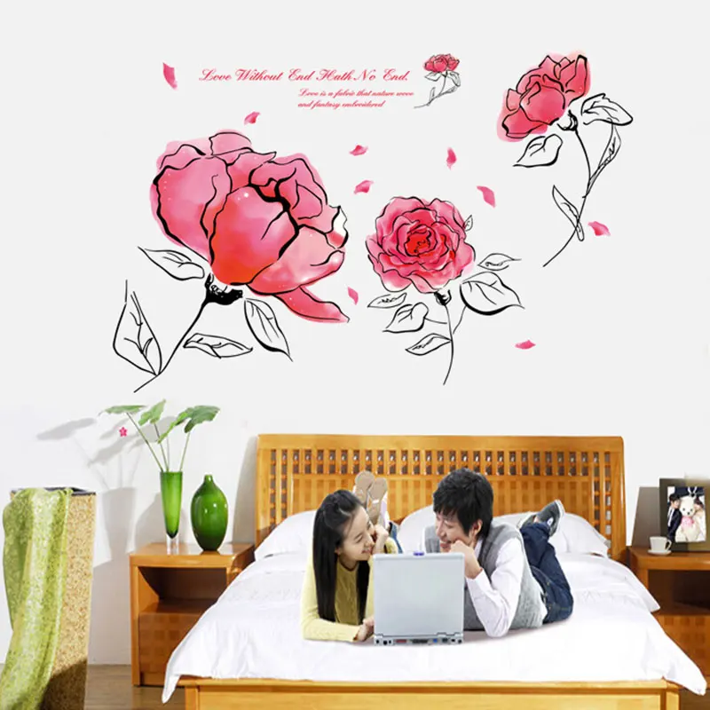 Наклейки в виде розовых искусств для гостиной украшение дома ванной комнаты