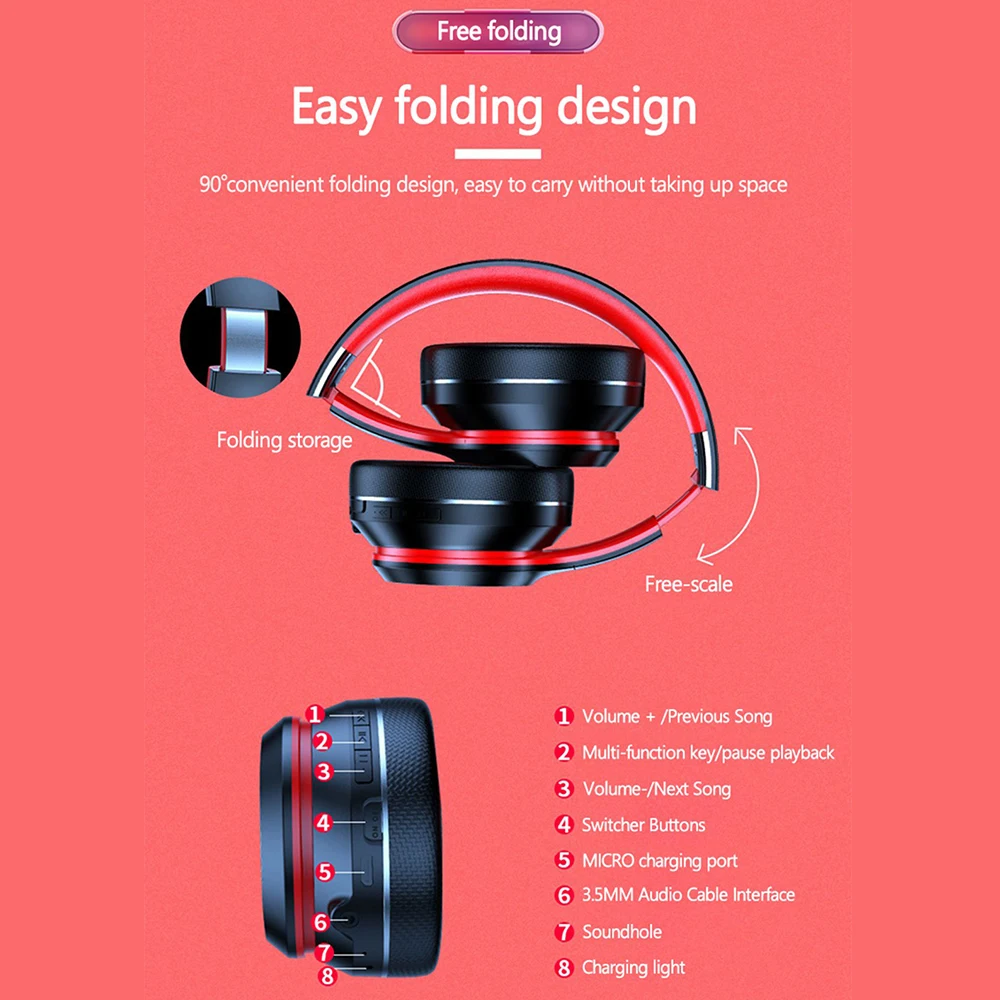 Lenovo HD200 Bluetooth Earphones Over-ear Foldable Computer Wireless Headphones Noise Cancellation HIFI Stereo Gaming Headset