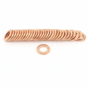 

50Pcs 2mm Thickness Copper Flat Washer Ring Sealing Fitting Gaskets.