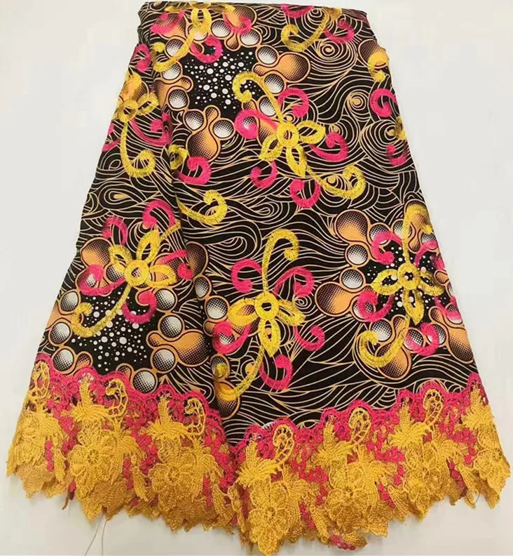 Гипюревая кружевная ткань с воск африканская кружевная ткань Африканская кружевная ткань Высокое качество 6 ярдов в нигерийском стиле кружевная ткань для платья PZ-A1 - Цвет: 23