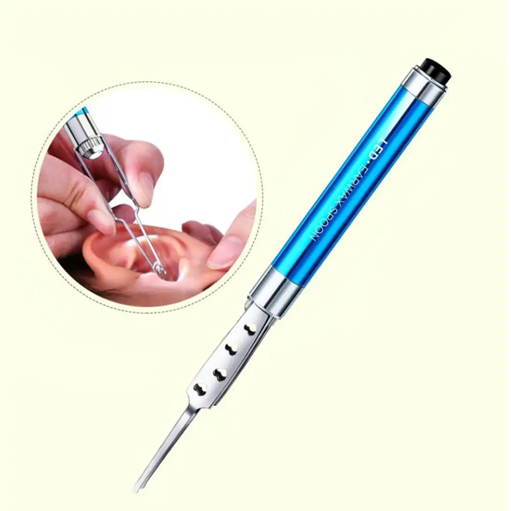 

1pcs Ear Cleaner LED Flashlight Ear Wax Removal Silicone Soft Spoon Earpick Cleaning Care Tool For Children Baby Kids