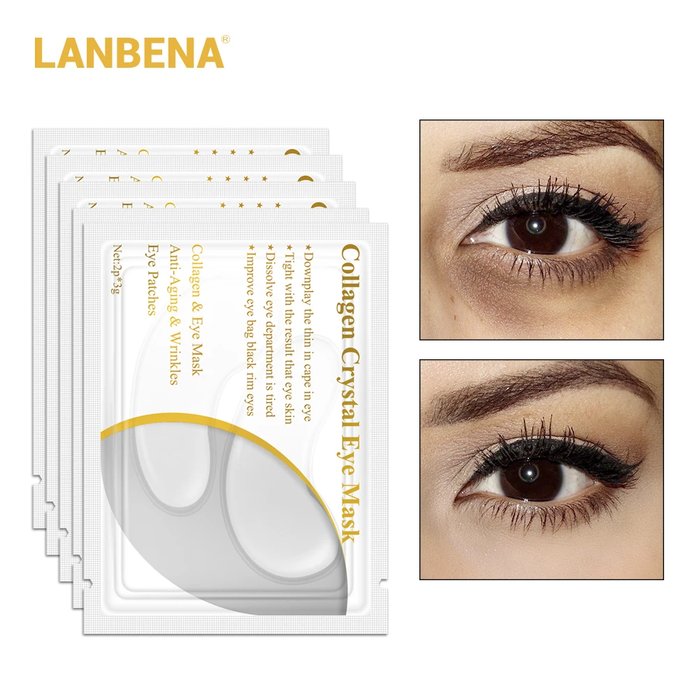 4Pair LANBENA Eye Mask 24K Gold Collagen Eyes Mask Patch Anti Aging Dark Circle Wrinkle Puffiness 4