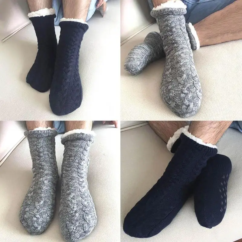 

Men Carpet Socks Winter Warm Thick Adult Sleep Bed Floor Home Cotton Solid Color Socks Men Women Winter Cozy Sock