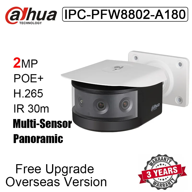 

Dahua IPC-PFW8802-A180 4x2MP Bullet Network Camera Multi-Sensor Panoramic POE+ H.265 IR 30m SD Card Slot Outdoor IP Camera