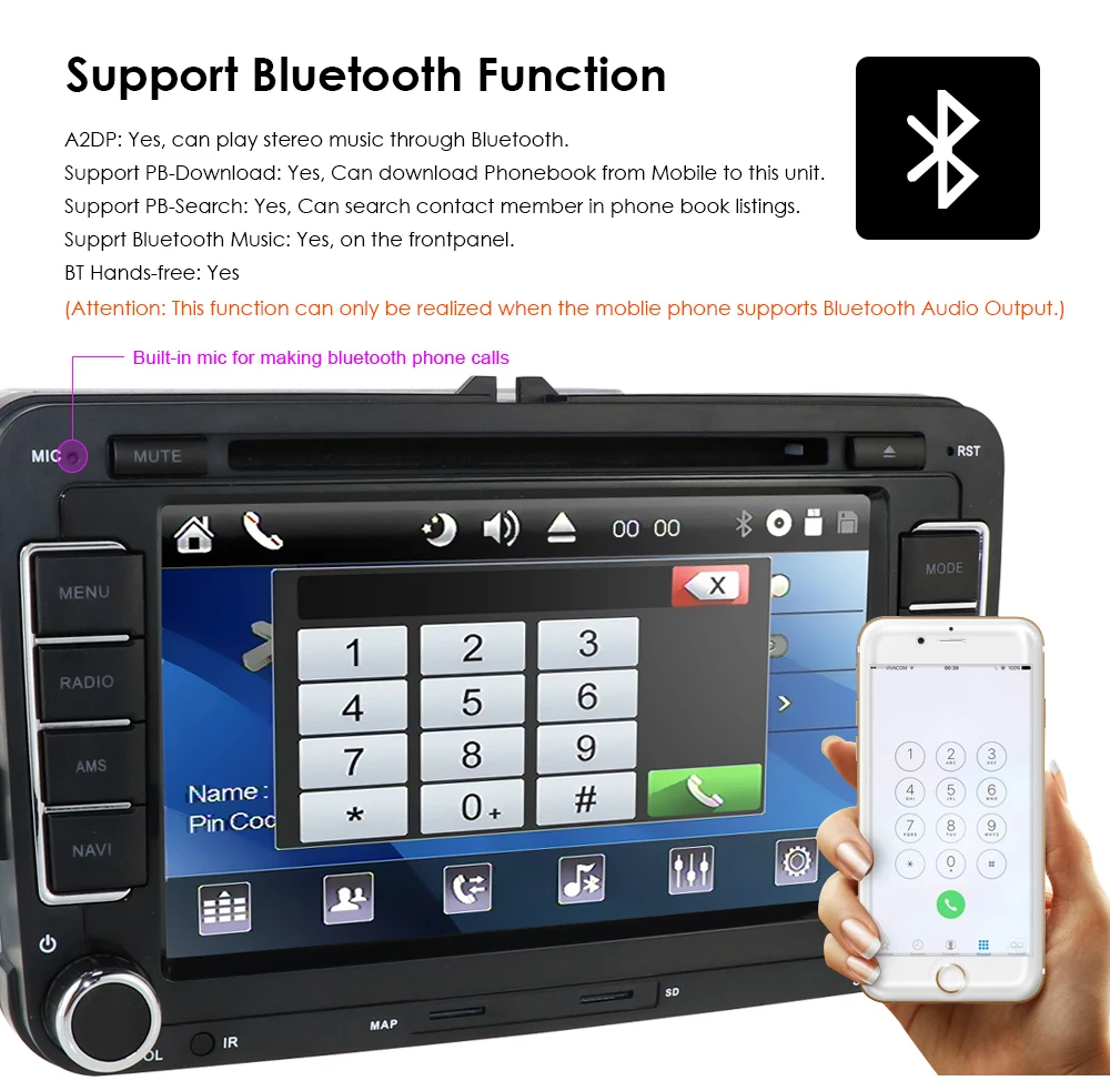 Top Car Touch Screen 7" Stereo GPS DVD Navi for VW Golf Polo Passat Tiguan Jetta Altea+RDS+BT+SD card+SWC+CAN BUS+USB+EQ+Rear Camera 6