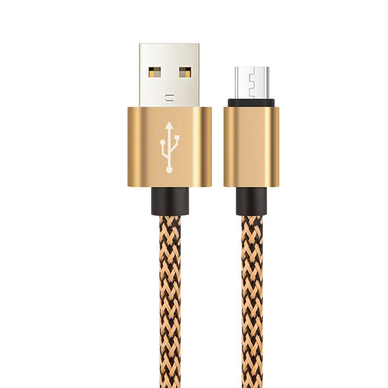 1, 2, 3 м Micro USB кабель для быстрой зарядки и передачи данных для samsung, Xiaomi, LG, Android, зарядное устройство для мобильного телефона, шнур, кабель, длинный короткий - Цвет: Золотой