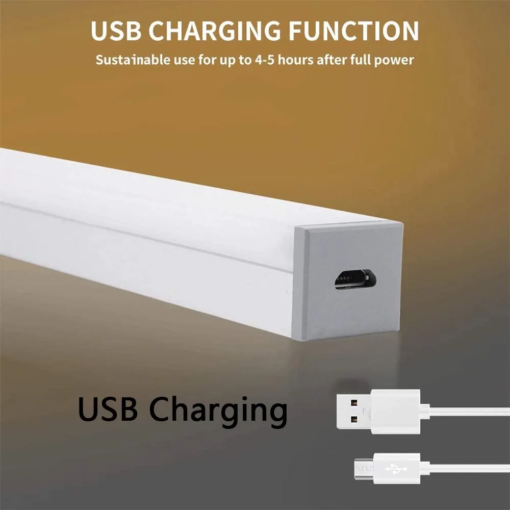 Usb charging 21/30/50cm led under cabinet light wireless motion sensor closet night light for wardrobe kitchen closet lighting