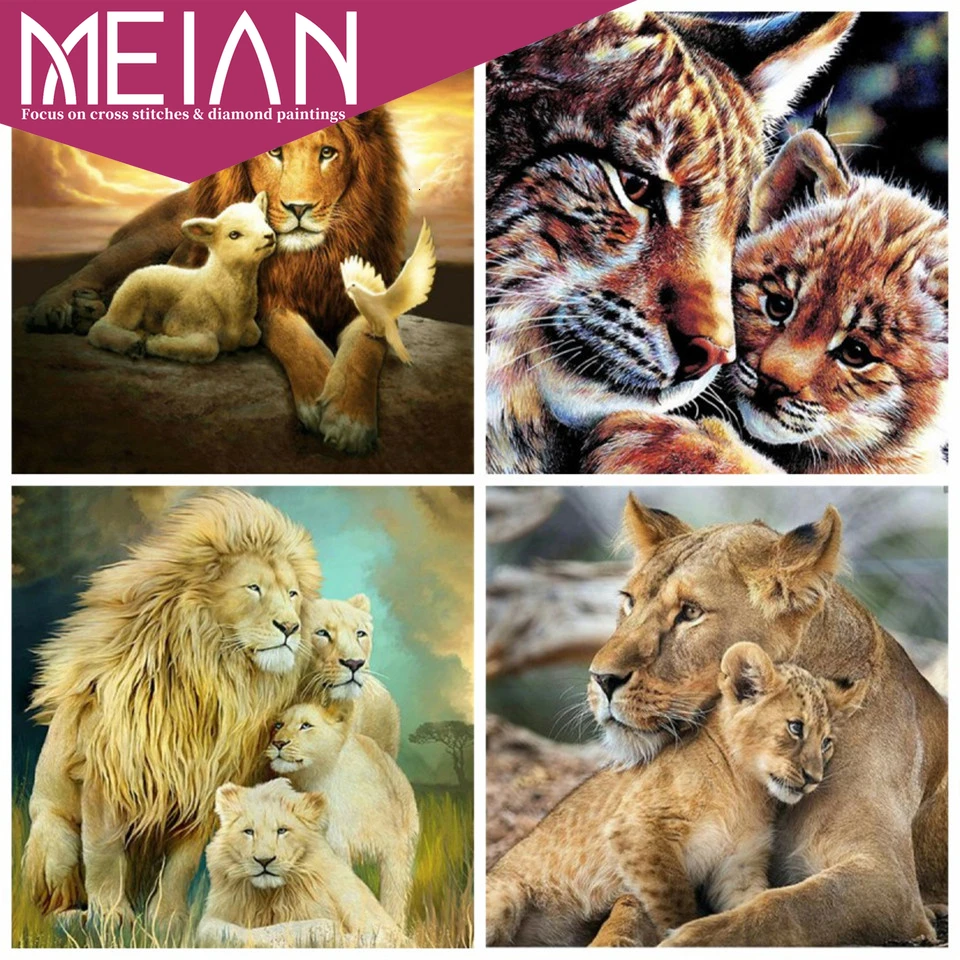 2020 Meian Lion DIY 5D алмазная картина льва домашний декор полная дрель Рейна Алмазная