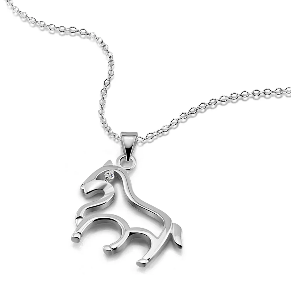 

2021 New Women's Neck Chain Animal Sign Necklace 925 Silver Horse Chocker Jewelry On The Neck Horse Pendant Necklace