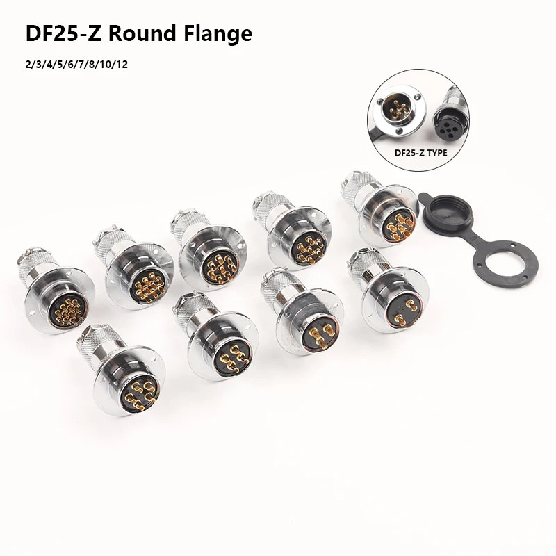 

1Set DF25 GX25 Circular Flange Female Plug & Male Socket Aviation Connectors M25 2/3/4/5/6/7/8 Pin Wire Connector With cover