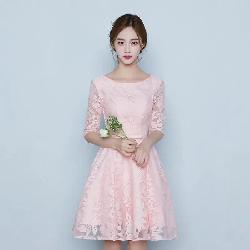 Розовые короткие вечерние Cheongsam модные элегантный в китайском стиле Мини Qipao восточные женские платья роскошный шлейф халат Vestido S-3XL - Цвет: Розовый