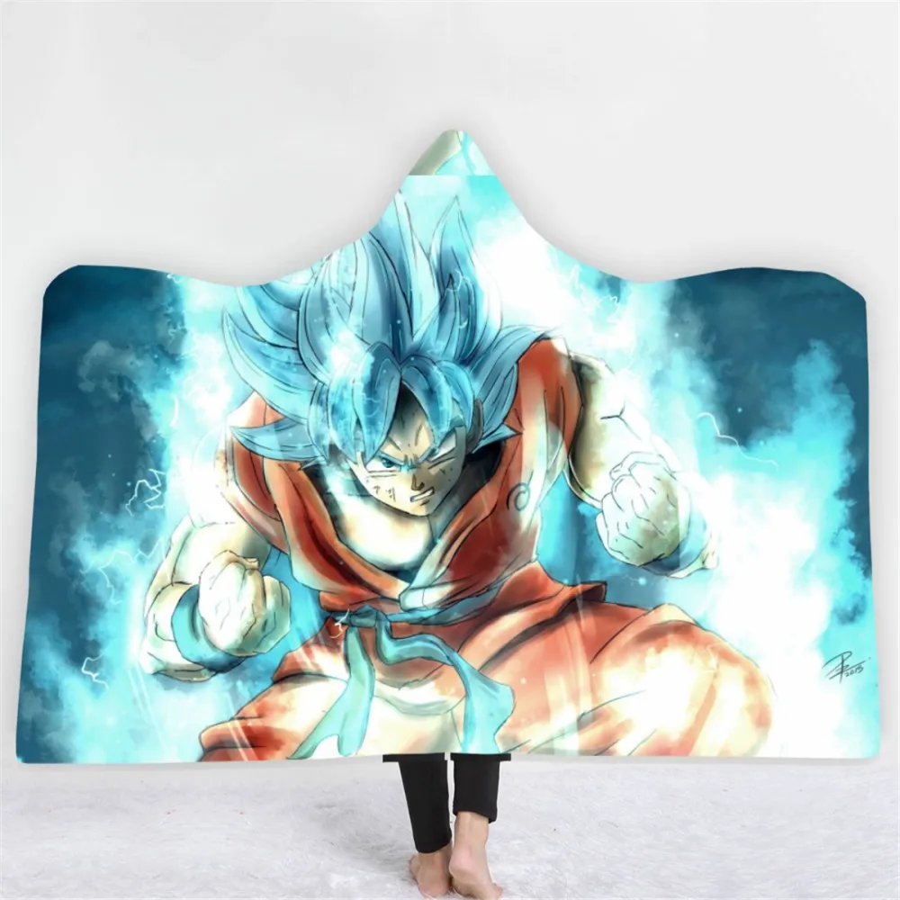 

Sherpa Coral Nap Blanket Dragon Ball Anime Characters Young Warrior Goku Plush Hooded Blanket Winter Picnic Blanket Sofa Blanket