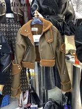Winter Thick Zipper Pu Leather Jacket for Women Retro Loose Warm Motorcycle Clothing Fur Integrated Love Short Fur Coat Fashion