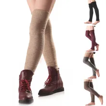 Однотонные вязаные гетры для женщин; однотонные шерстяные длинные ботфорты; вязаные сапоги; закрывающие гетры; гетры