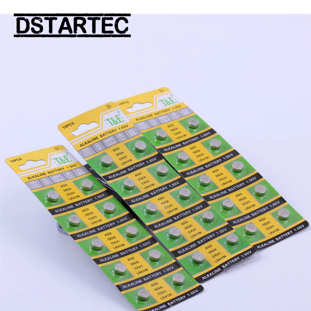 10 шт./карта 30 мАч 1,55 в AG3 392A L736 LR41 392 384 SR41SW CX41 192 AG 3 кнопки батареи для часов игрушки пульт дистанционного управления батарея для монет