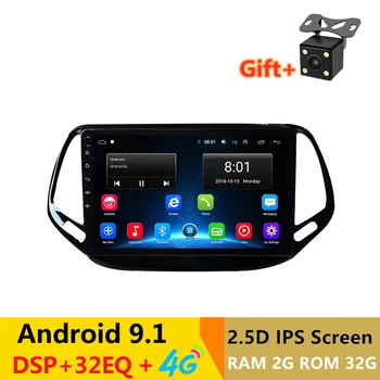 

10" 2.5D IPS Android 9.1 Car DVD Multimedia Player GPS for JEEP COMPASS 2017 2018 2019 audio radio DSP 32EQ stereo navigation