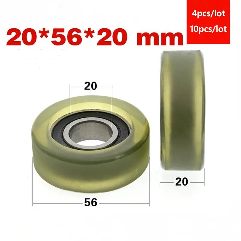 4pcs/10pcs 20*56*20mm polyurethane PU rubber coated 6004 6004RS low noise roller bearing friction pulley soft 20x56x20 | Обустройство
