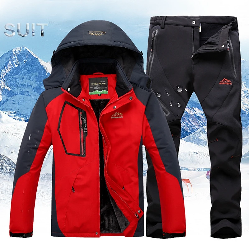 

Winter Ski Suit Men Ski Jacket Pants Sets Skiing Waterproof Windproof Thicken Warm Snow Clothes for Men