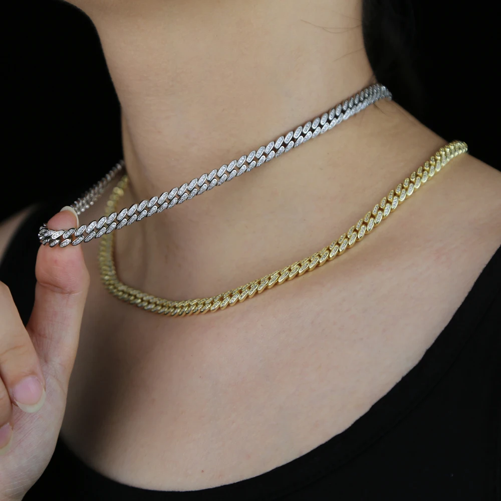 6.5MM Width thin cz cuban link chain 
