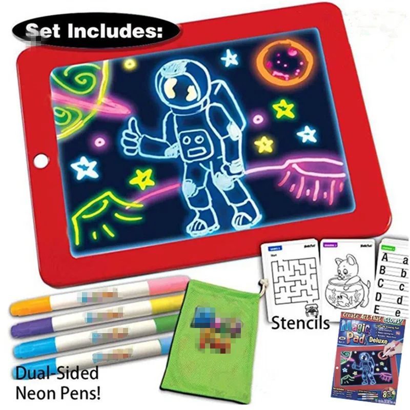 

3D Magic Drawing Pad Children Clipboard Set Creative Art Magic Board Pad With Pen LED Writing Board Kids Gift