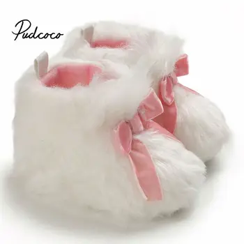 

Brand Winter Fur Warm Baby Girls Boys First Walkers for Newborn Soft Sole Non-Slip Infant Cartoon White Cotton Shoes Sneakers