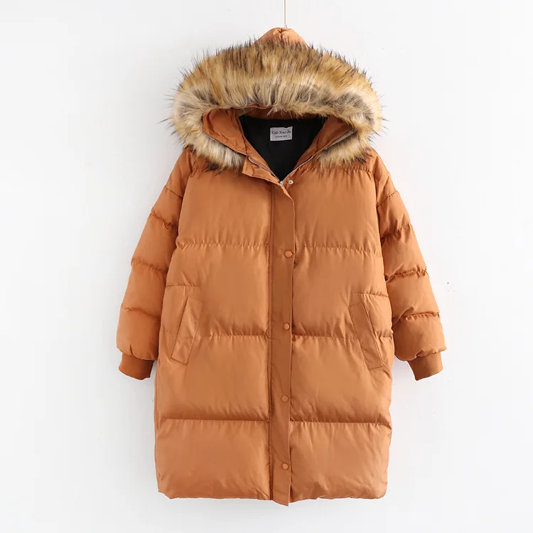 

2017 Winter New Style Warm Comfortable Large Fur Collar Long down Jacket Multi-color