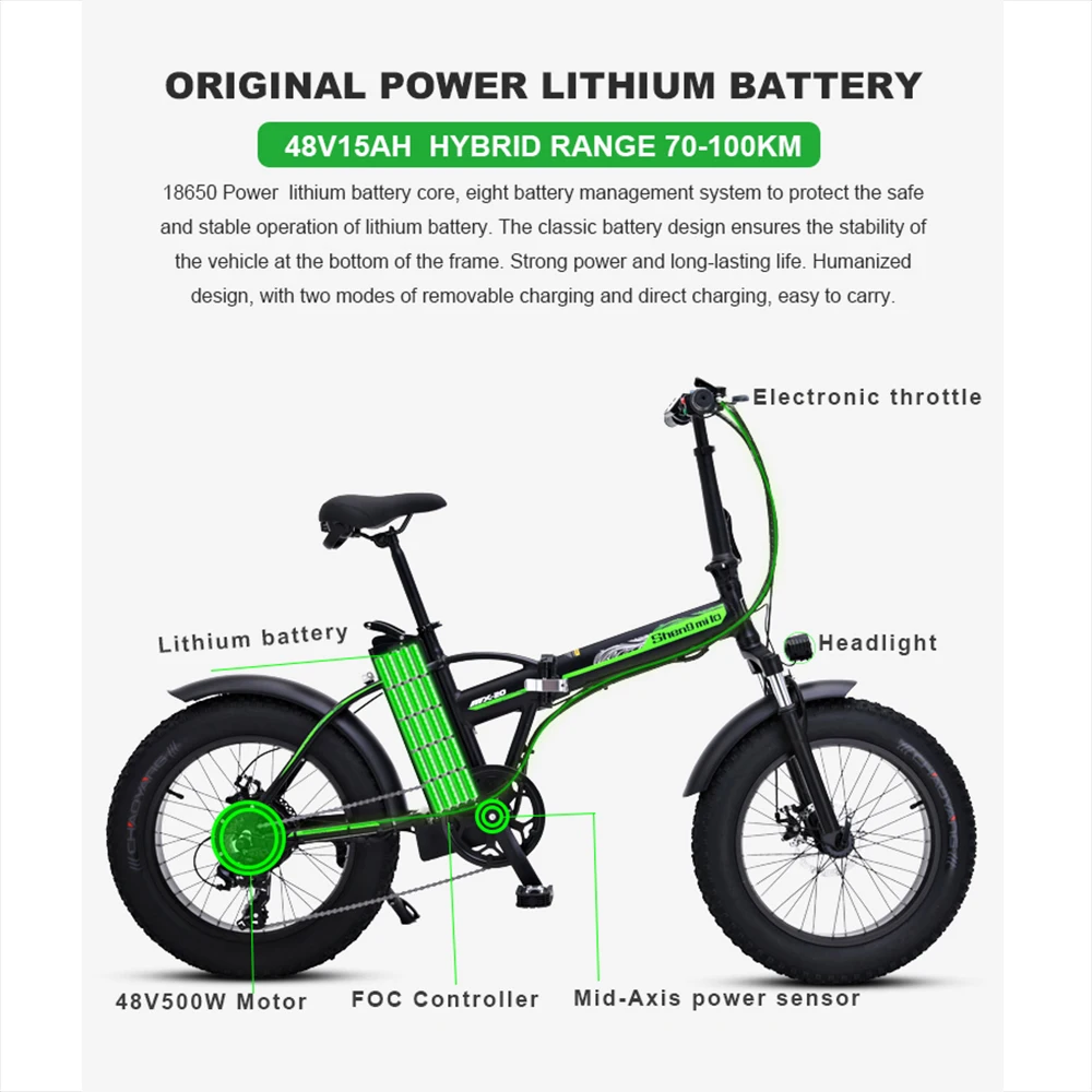 electric bike 20 Inch 4.0 Fat Tire Ebike Maximum Speed 40km/h 500W Mountain Electric Bicycle