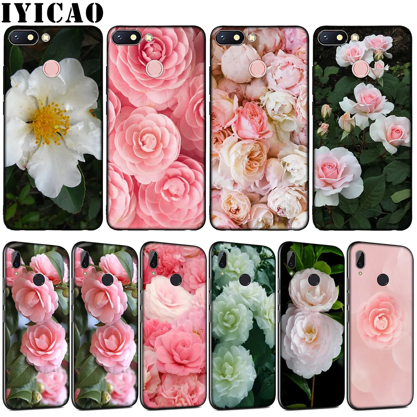IYICAO Pink Camellia flower Soft TPU Silicone Phone Case for Xiaomi Redmi Note 8 8A 8T 7 7A 6 6A 5 5A GO S2 K30 K20 Pro Cover | Мобильные