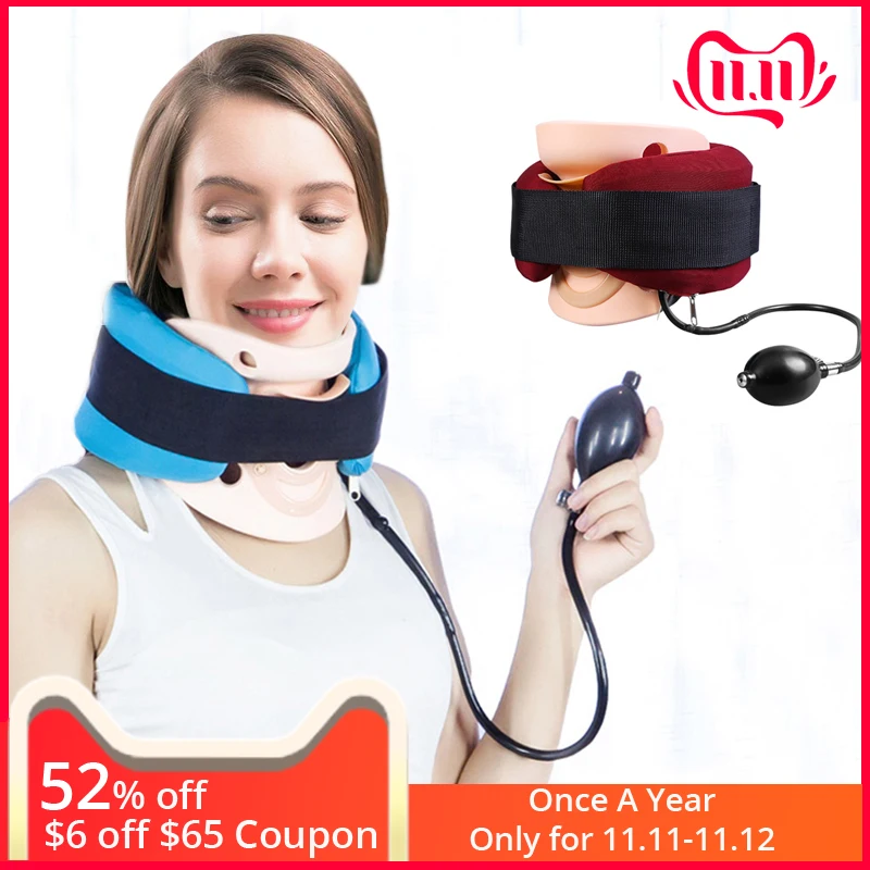 Cervical Vertebra Tractor Inflatable Adjustable Neck Brace Supporter Pain Relief Detachable Cervical Support Traction Apparatus