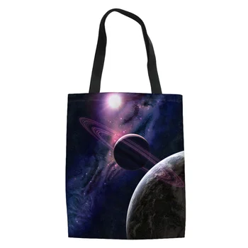

2020 New Outer Planets Print Tote Student Book Bag Girls Shopping Canvas Bag Ladies Large Capacity Female Canvas Handbag