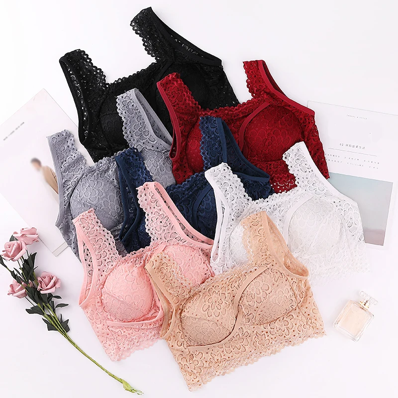 Knitted Lace Sexy Comfortable Tube Top Anti-light Floral Print Waist Padded Wire Free Tube Top New Intimate