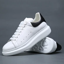 Популярные мужские и женские кроссовки; Модные дышащие вулканизированные туфли из искусственной кожи на платформе со шнуровкой; повседневные белые теннисные кроссовки