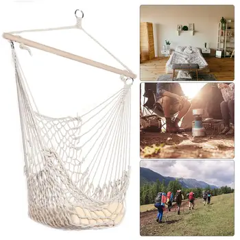 

Cotton Rope Hammock Net Swing Hanging Chairs Kids Adults Outdoor Cradles