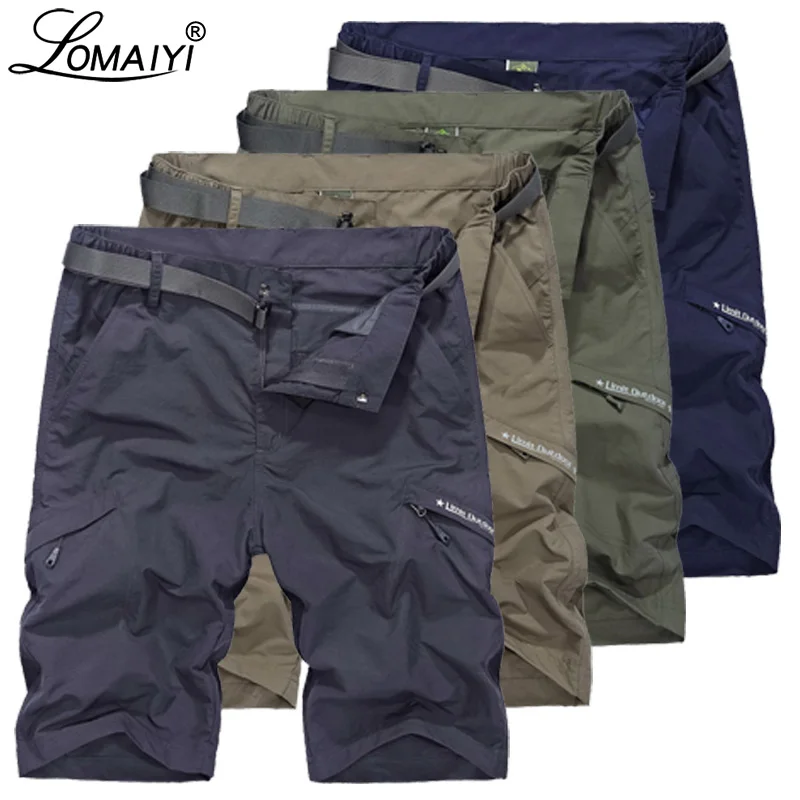 Mens Shorts Quick-Dry Summer Breathable Army-Green/khaki LOMAIYI for Man Travel AM385