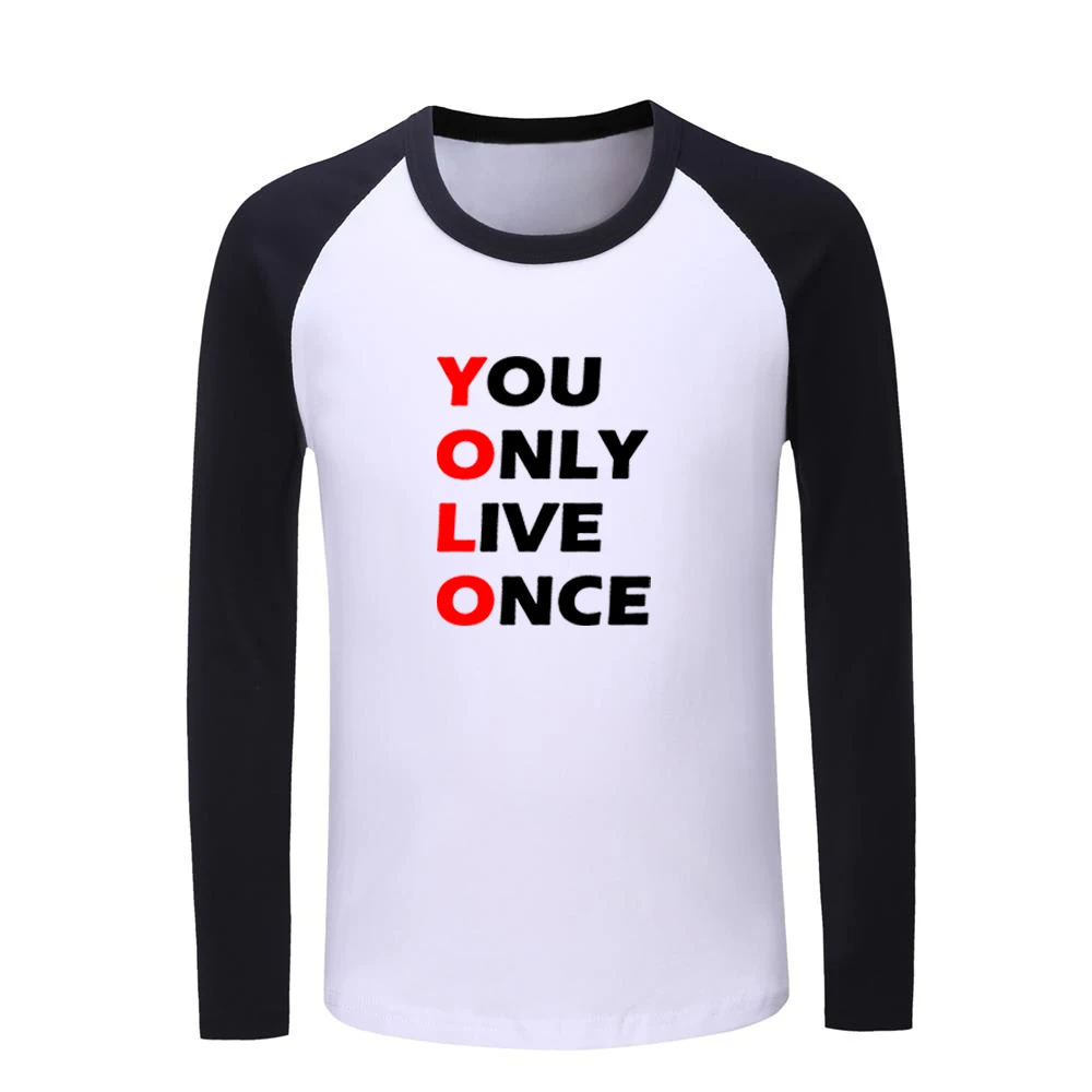 Милые детские футболки с изображением поросенка из мультфильма «You Only Live Once YOLO» Детские футболки с графическим принтом топы с длинными рукавами для мальчиков и девочек - Цвет: JeKCB123C