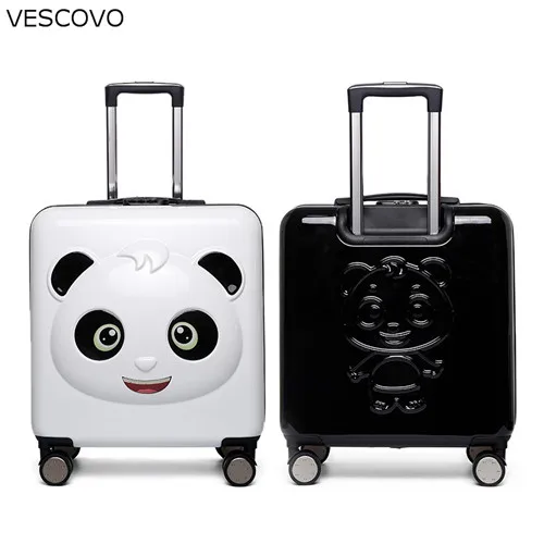 VESCOVO 20 дюймов мультфильм детский чемодан на колесиках небольшой панды Шаблон путешествия чемодан милый панды чемодан с кодовым замком для детей - Цвет: 1