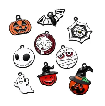 

100 Pcs Halloween pumpkin Charm Necklace/Bracelet/Earrings Pendants DIY Jewelry Making Accessories