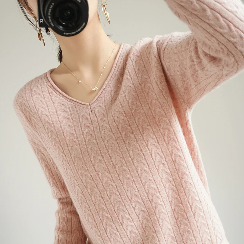 High-End Autumn Winter 100% Cashmere Sweater V-