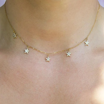 

2019 Drop Shipping 925 Sterling silver Necklaces Star Pendants Necklaces Jewelry Collar choker For Women fashion gift hot sale