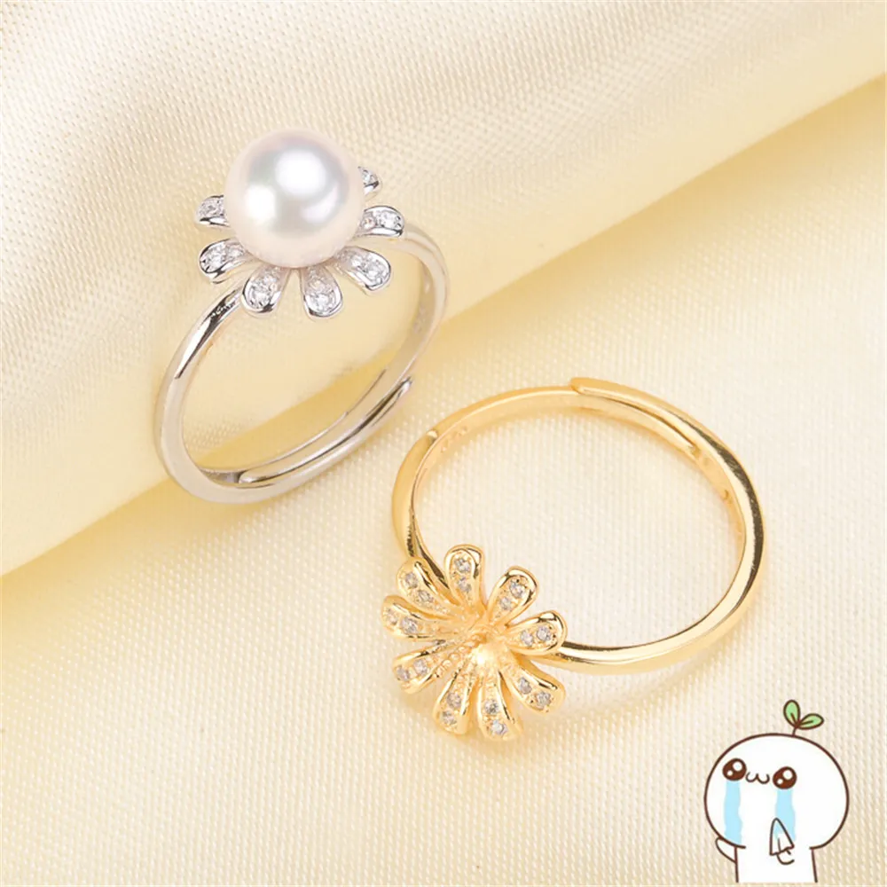 

Ring Mount Pearl Accessories Adjustable Size 925 Sterling Silver Ring Jewelry DIY No Pearl Free Shipping 2019J089