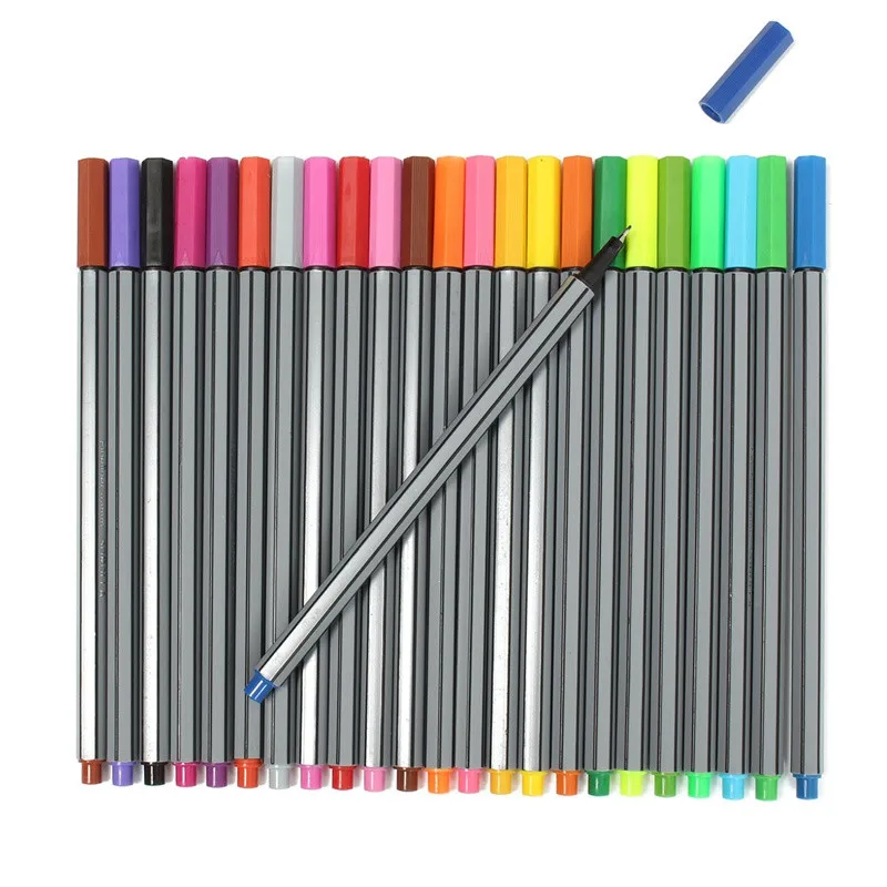 24PCS Color 0.4 mm Fiber Water Marker Pen Draw Liner Finecolour Markers Sketch Drawing Art Painting Professional