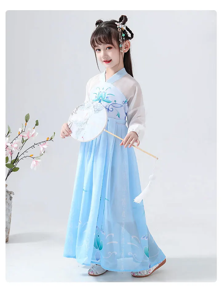 Hanfu/ дизайн, платье с юбкой для девочек осенне-зимние модели с длинными рукавами в стиле ретро, китайский стиль, супер сказочные костюмы, юбка